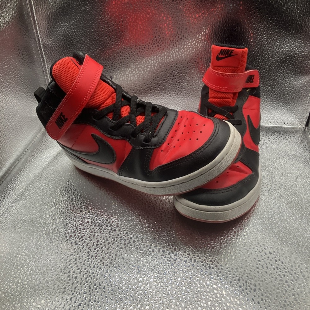 Nike CD7783-602 Boys High Top Red Black Sneakers Leather US Size 2 Y - Picture 3 of 13